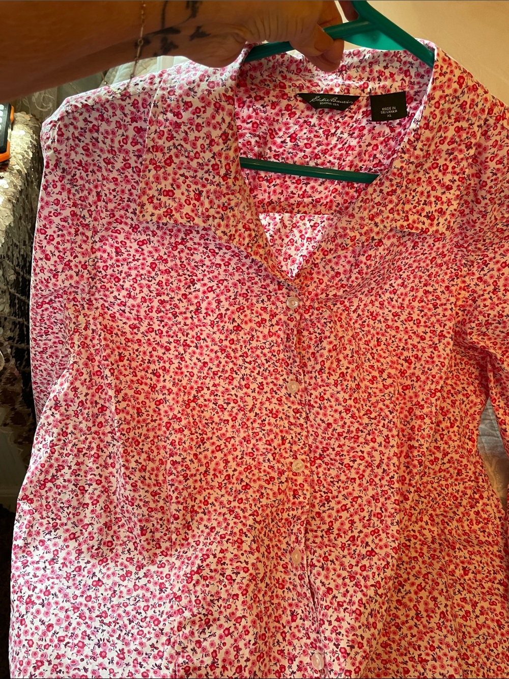 Eddie Bauer Pink and White Floral Button-Down Shirt - Picture 11 of 12
